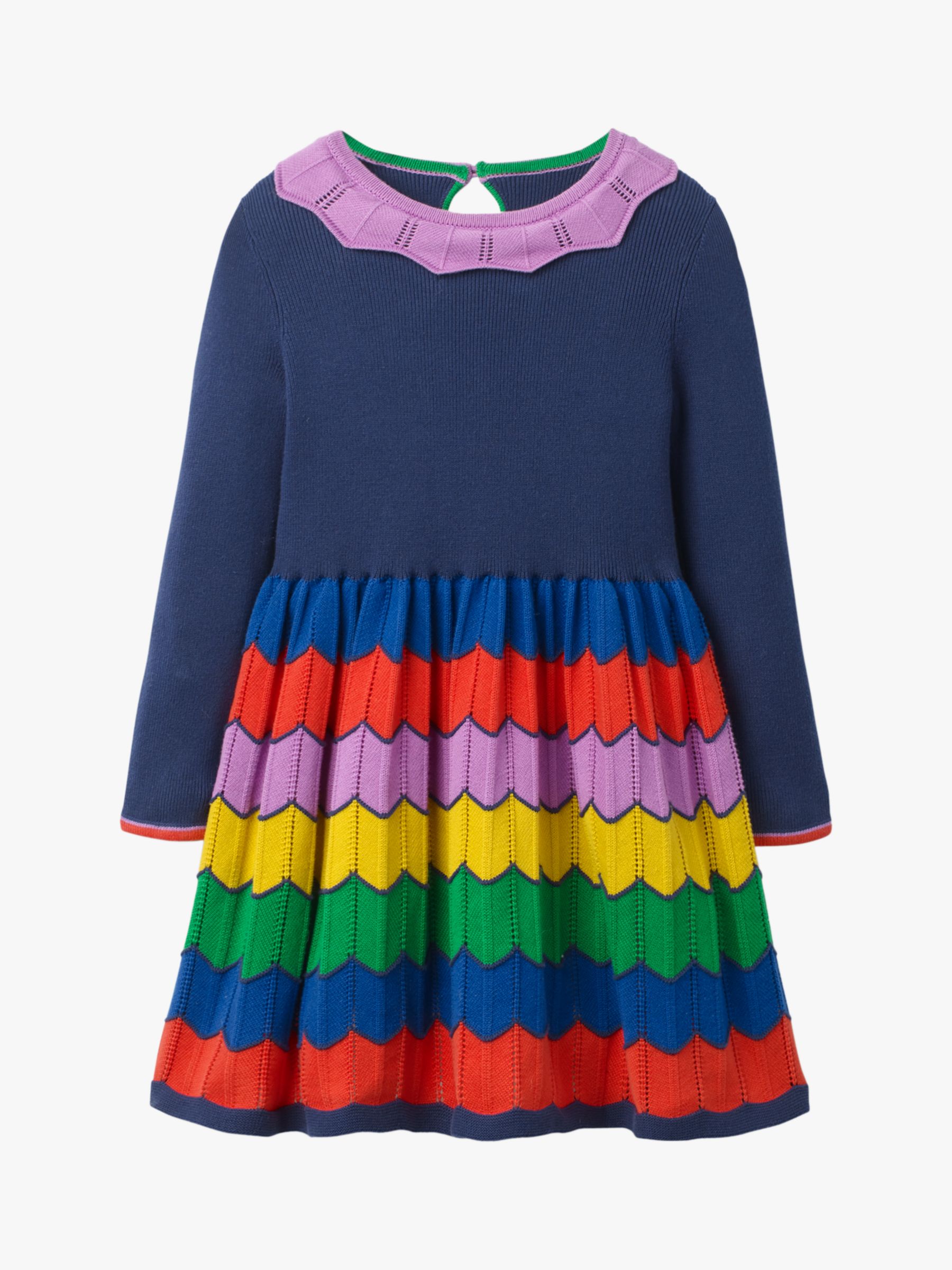 Image of Mini Boden Girls Colourful Knitted Dress MultiNavy