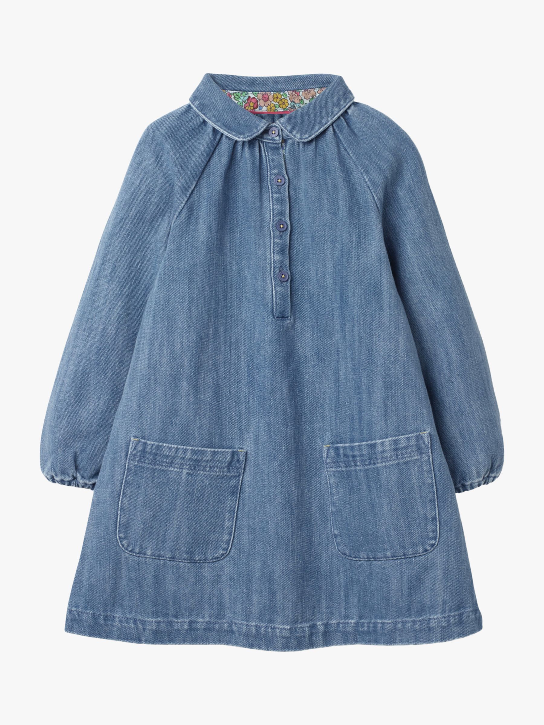 Image of Mini Boden Girls Woven Collared Dress Chambray