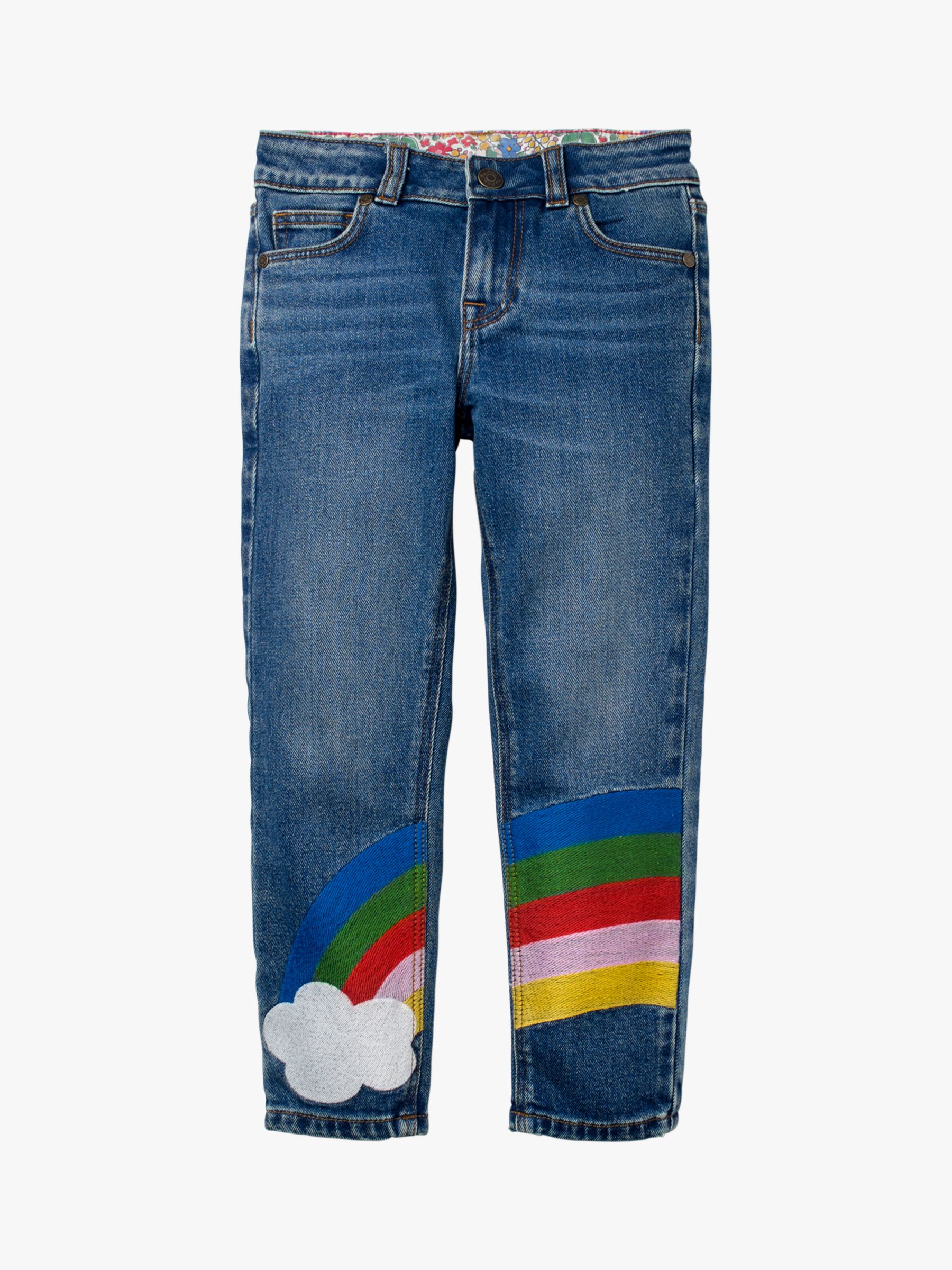 Image of Mini Boden Girls Embellished Rainbow Jeans Rainbow Denim