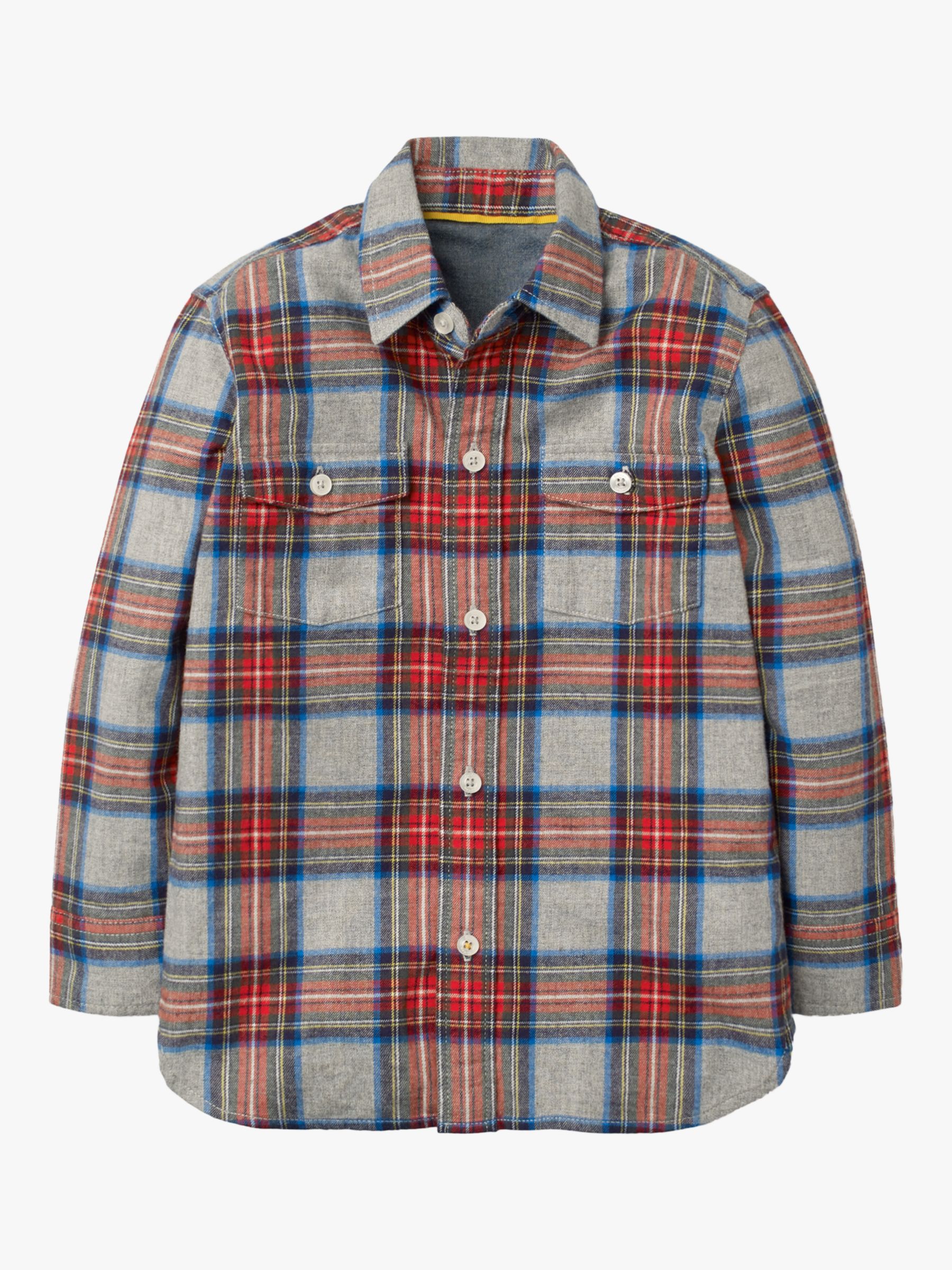 Image of Mini Boden Boys Cosy Brushed Check Shirt GreyRed