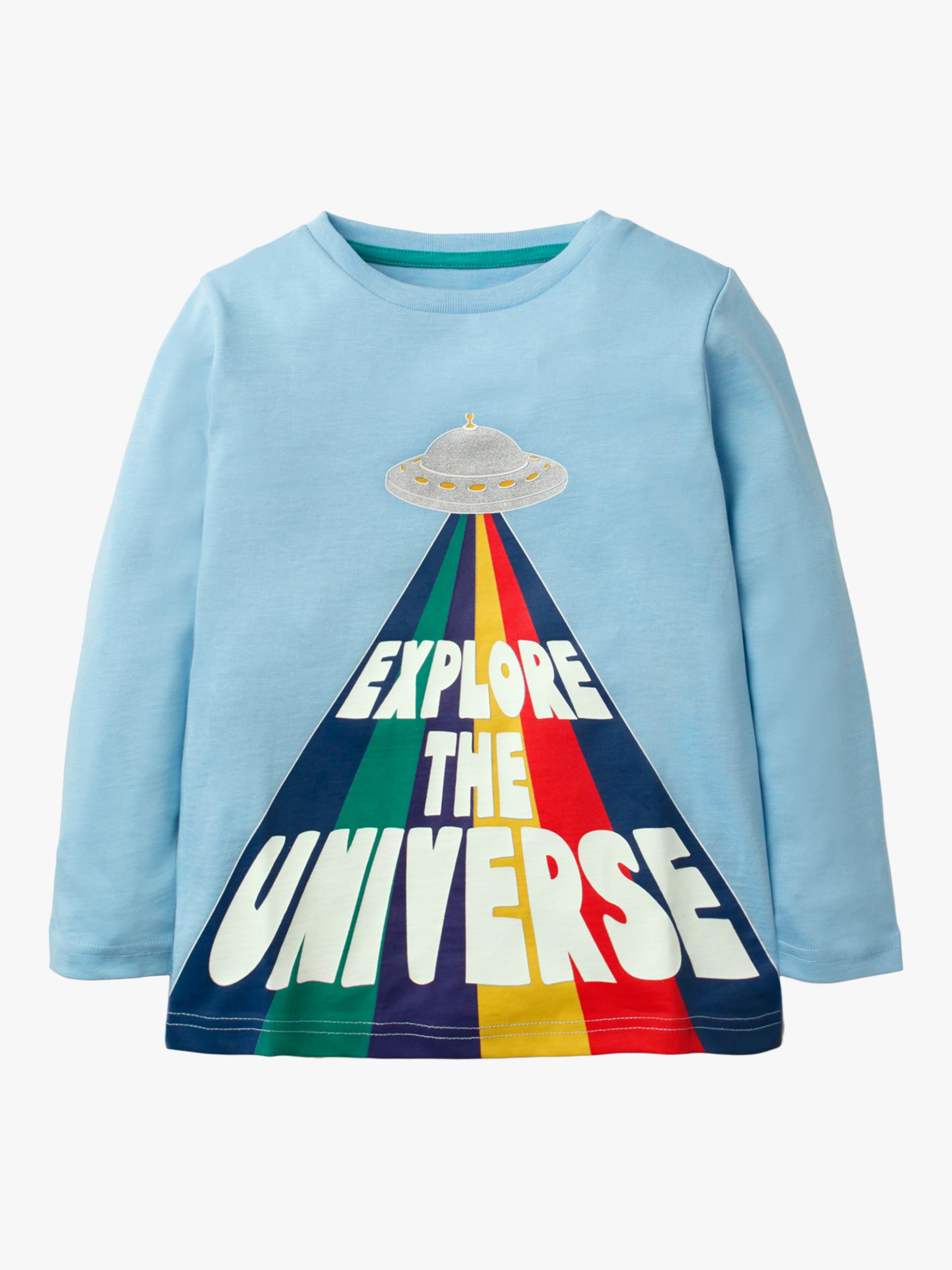 Image of Mini Boden Boys UFO Glowing Universe Long Sleeve TShirt Blue
