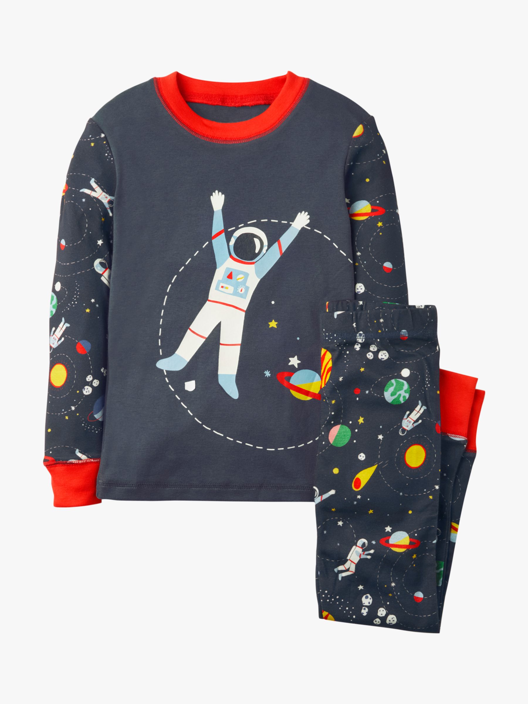 Image of Mini Boden Boys Cosy Astronaut Long John Pyjamas Dark Grey