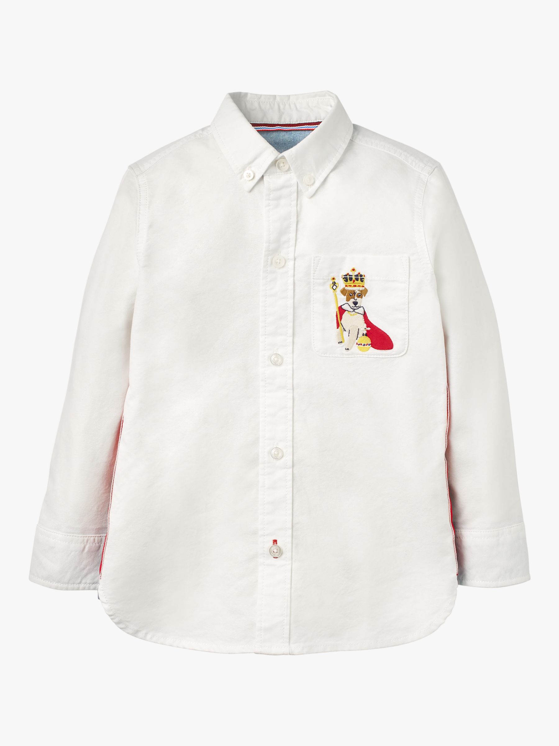 Image of Mini Boden Boys Dog Embroidered Oxford Shirt White Sprout