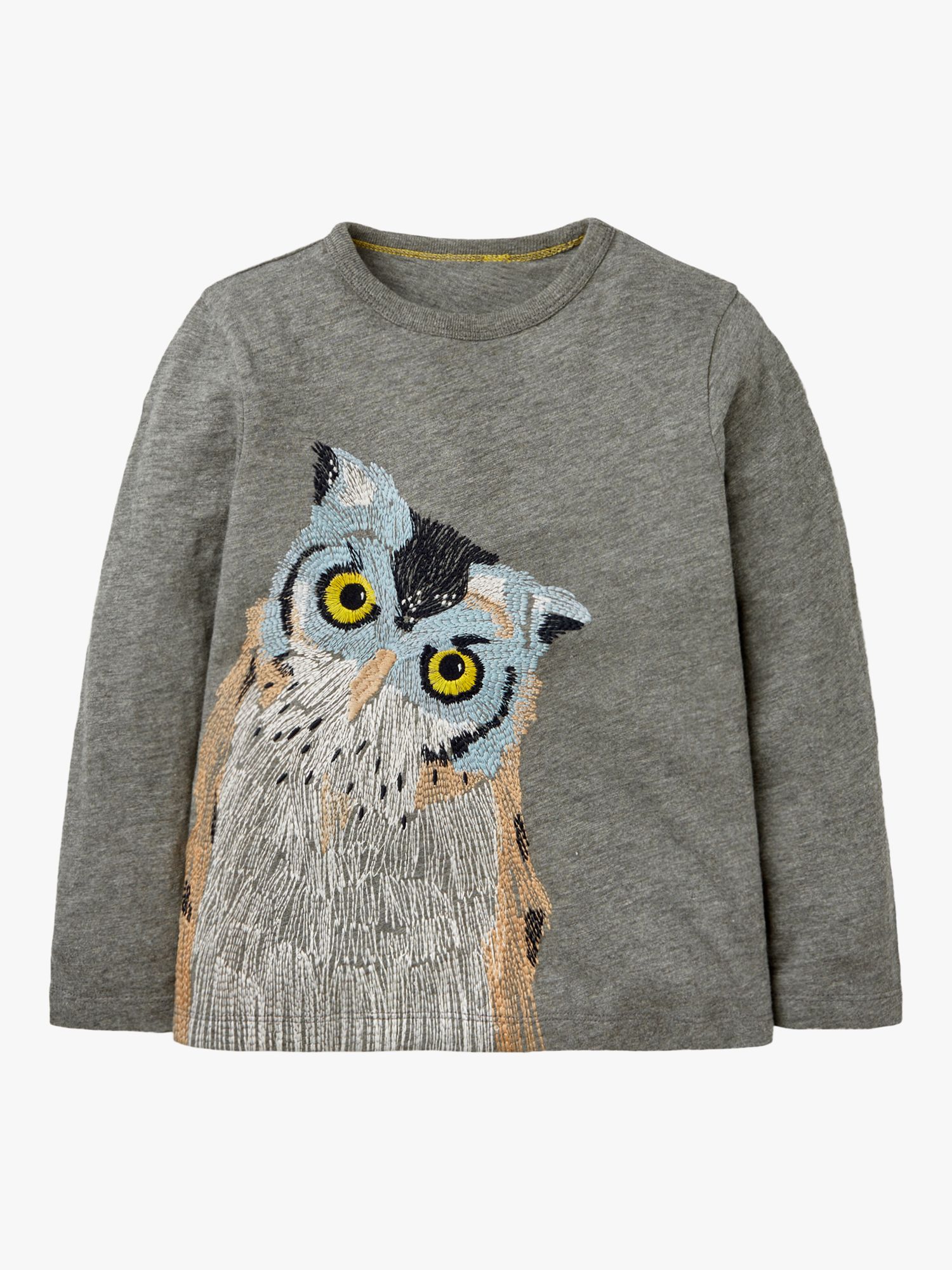 Image of Mini Boden Boys Superstitch Owl TShirt Charcoal