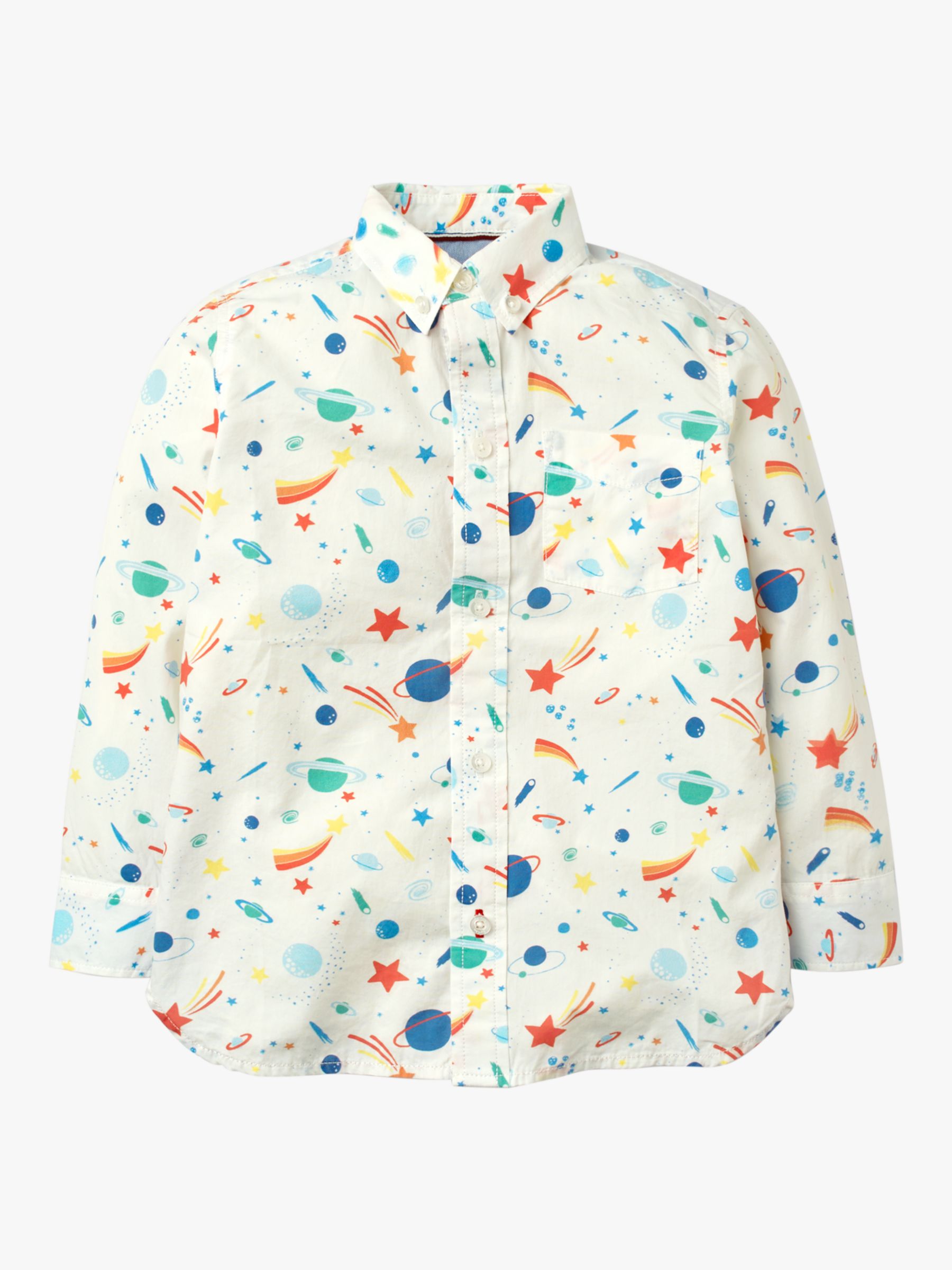 Image of Mini Boden Boys Rainbow Space Print Party Shirt Ivory