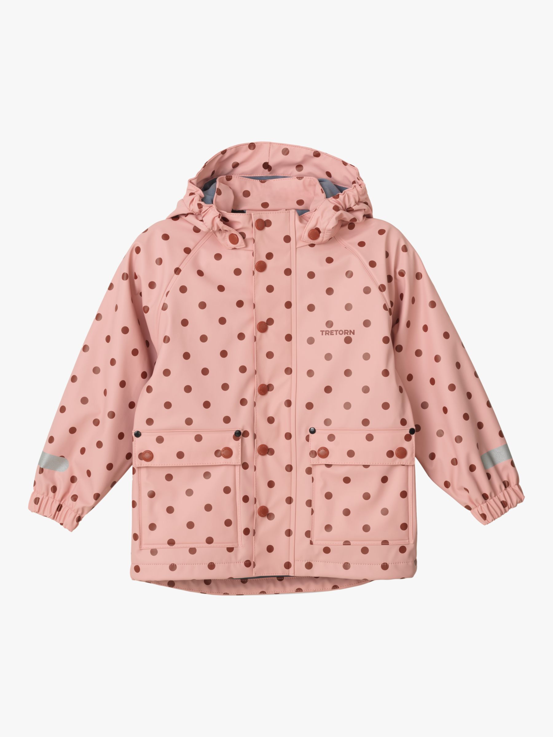 Image of Tretorn Childrens Wings Fleece Waterproof Rain Coat Pink Polka Dot