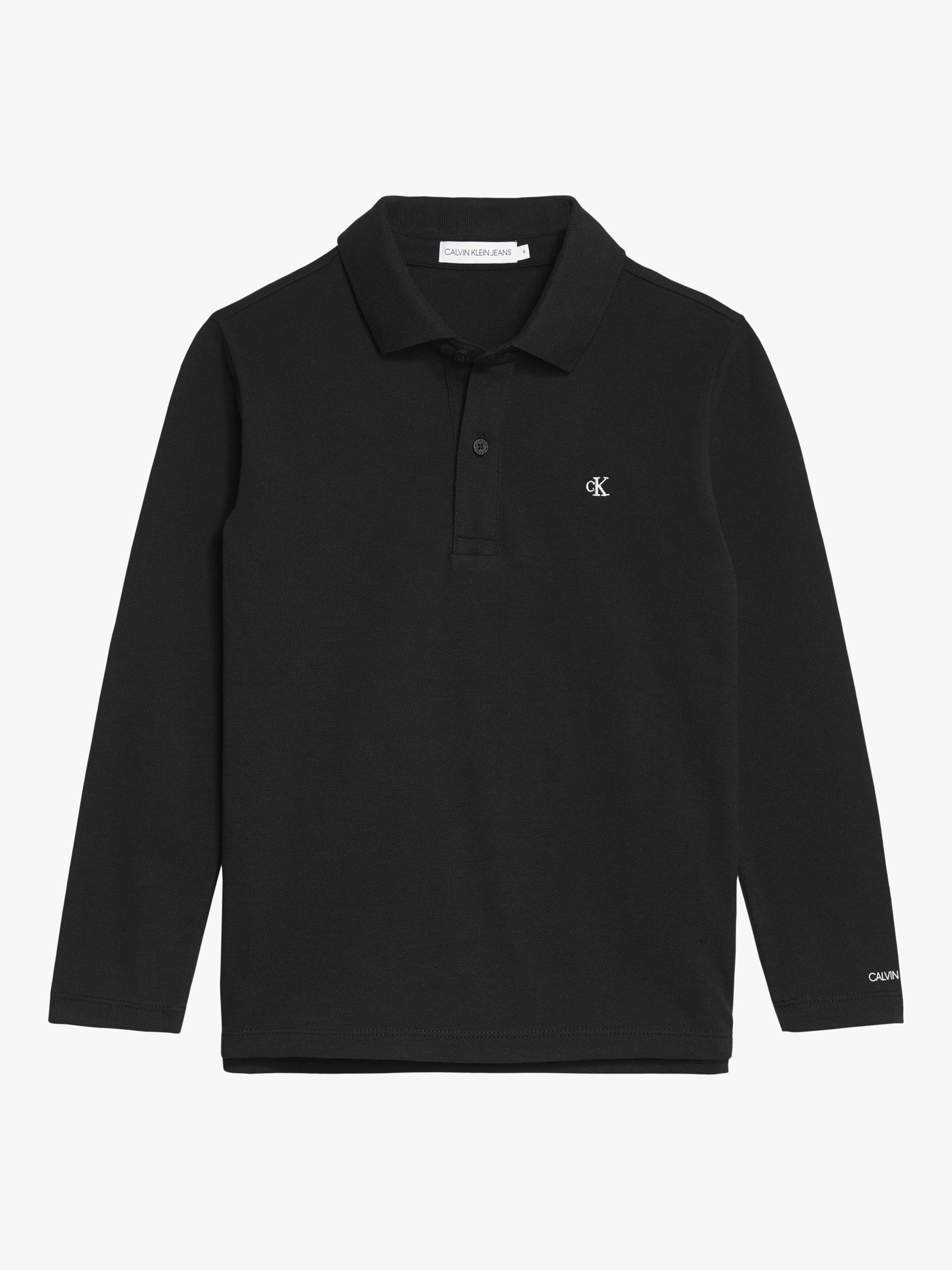Image of Calvin Klein Boys Essential Long Sleeve Polo Top Black