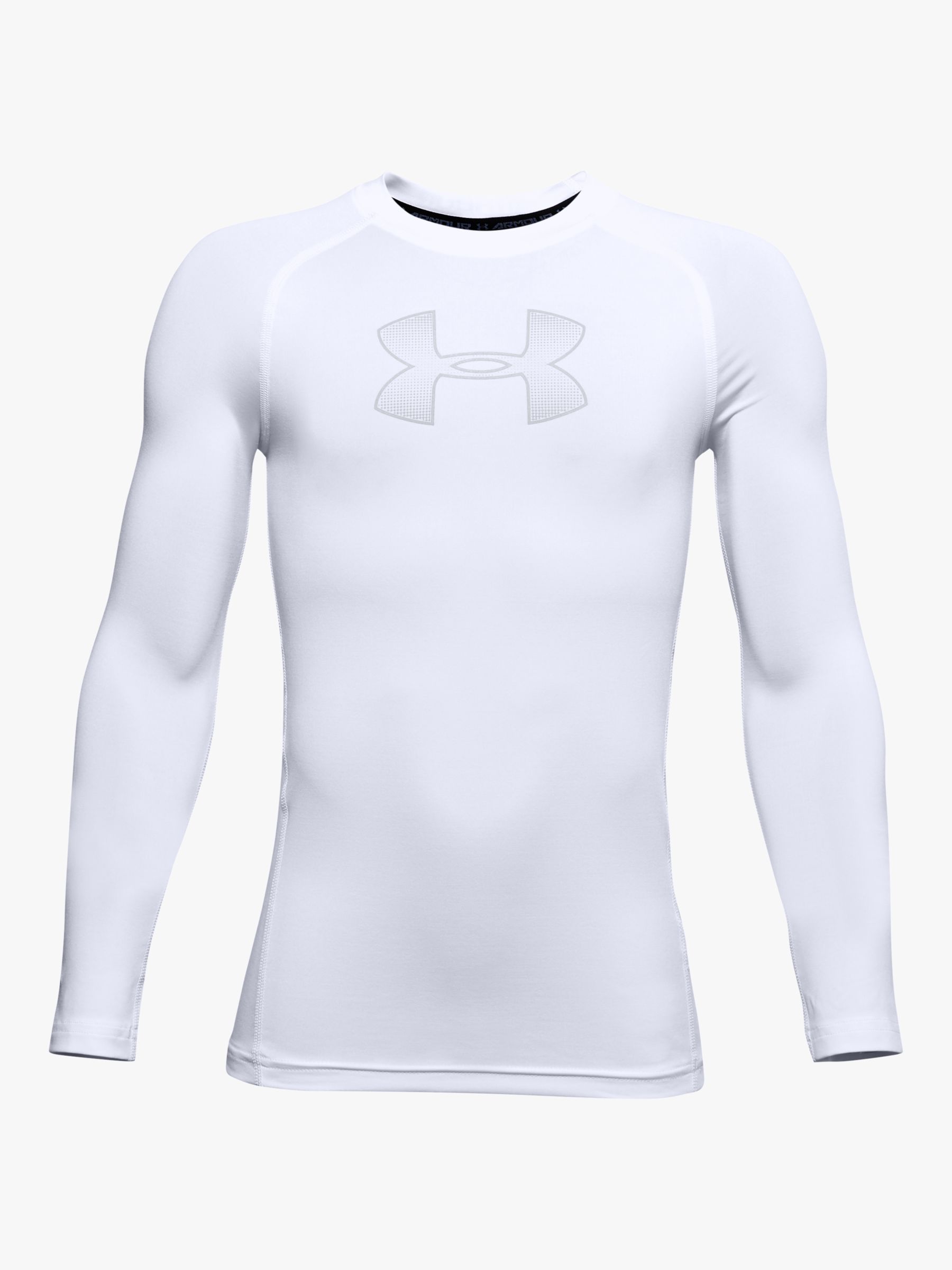 Image of Under Armour Boys HeatGear Long Sleeve Compression Top White