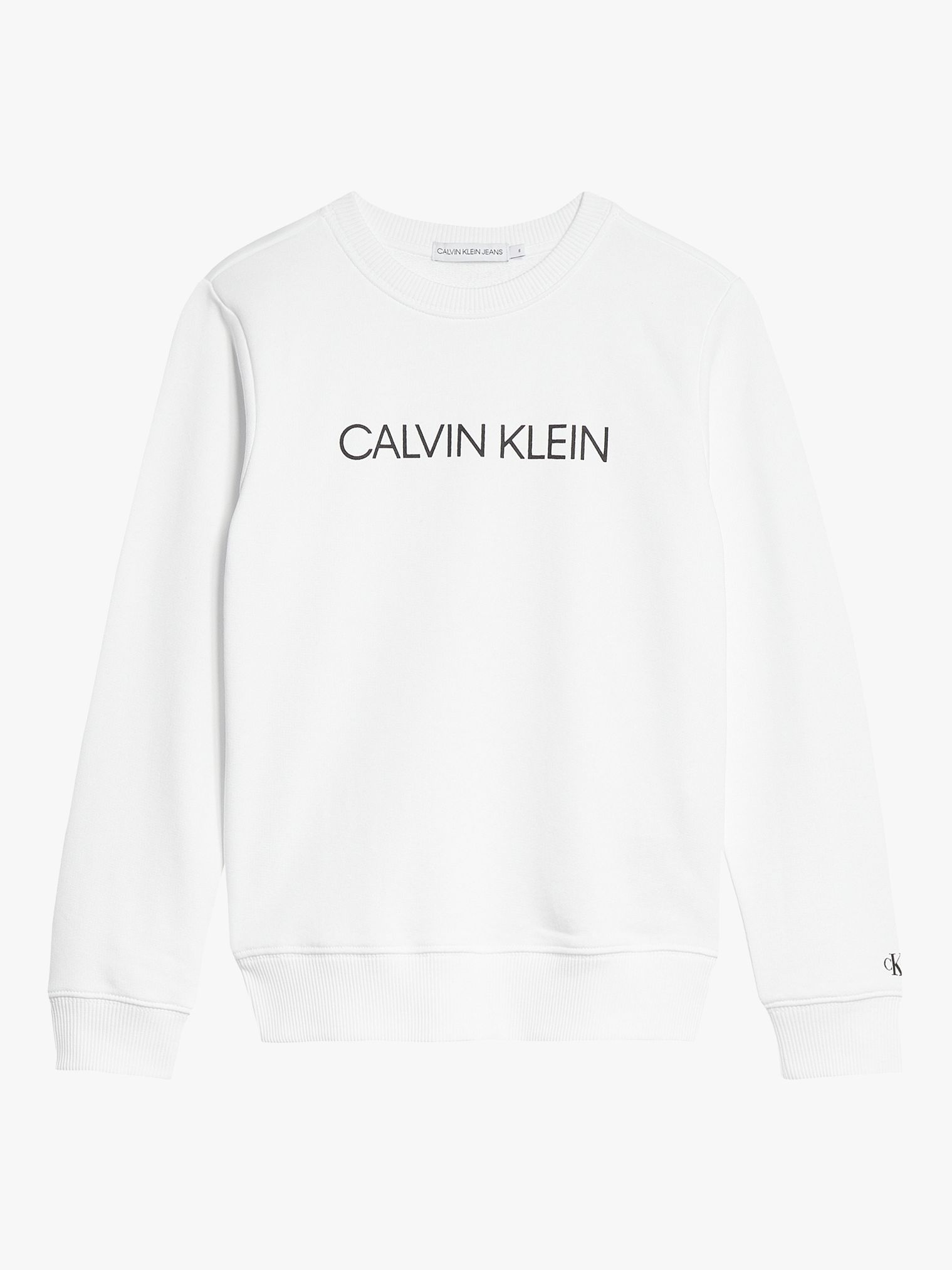 Image of Calvin Klein Boys Organic Cotton Institutional Logo Sweatshirt Bright White