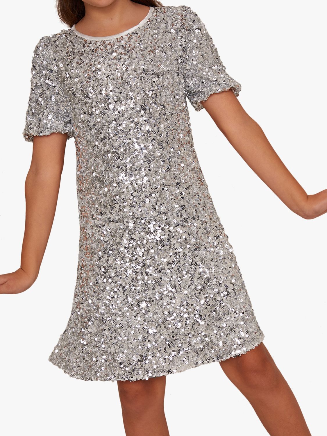 Image of Chi Chi London Girls Lila Embellished Party Dress Silver