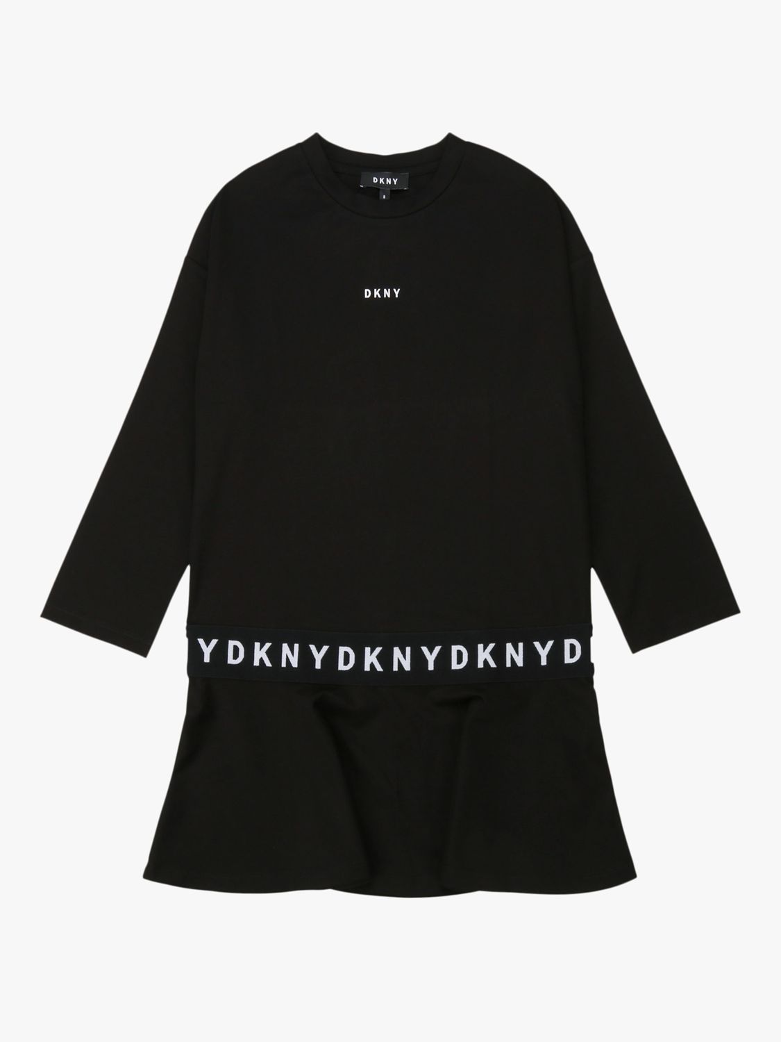 Image of DKNY Girls Logo Flared Dress Black