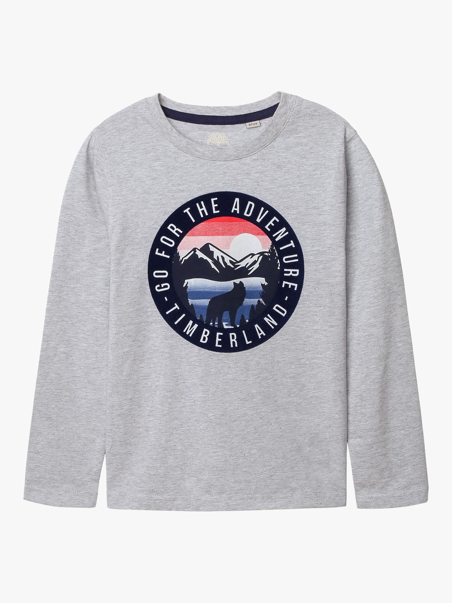 Image of Timberland Boys Organic Cotton Adventure Logo TShirt Chine Grey