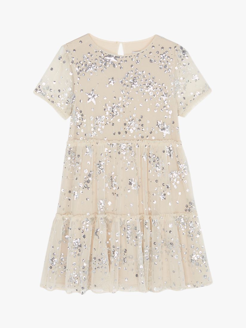 Image of Mintie by Mint Velvet Girls Star Sparkle Party Dress CreamSilver
