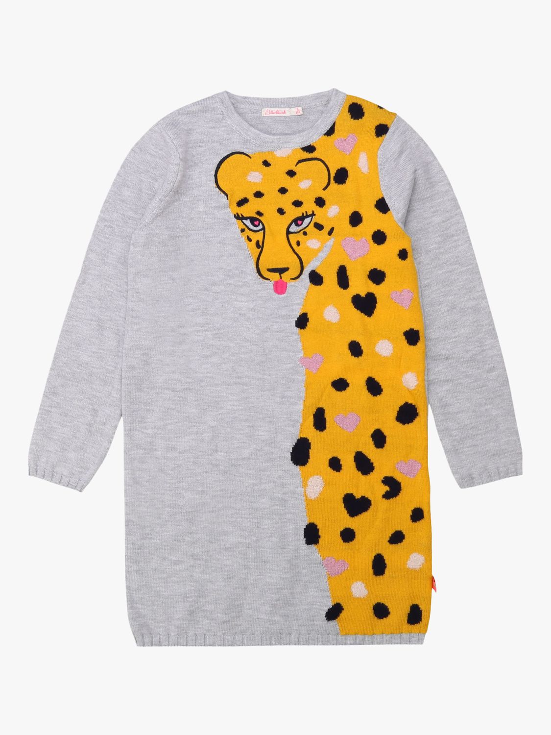 Image of Billieblush Girls Leopard Graphic Knitted Dress Chine Grey