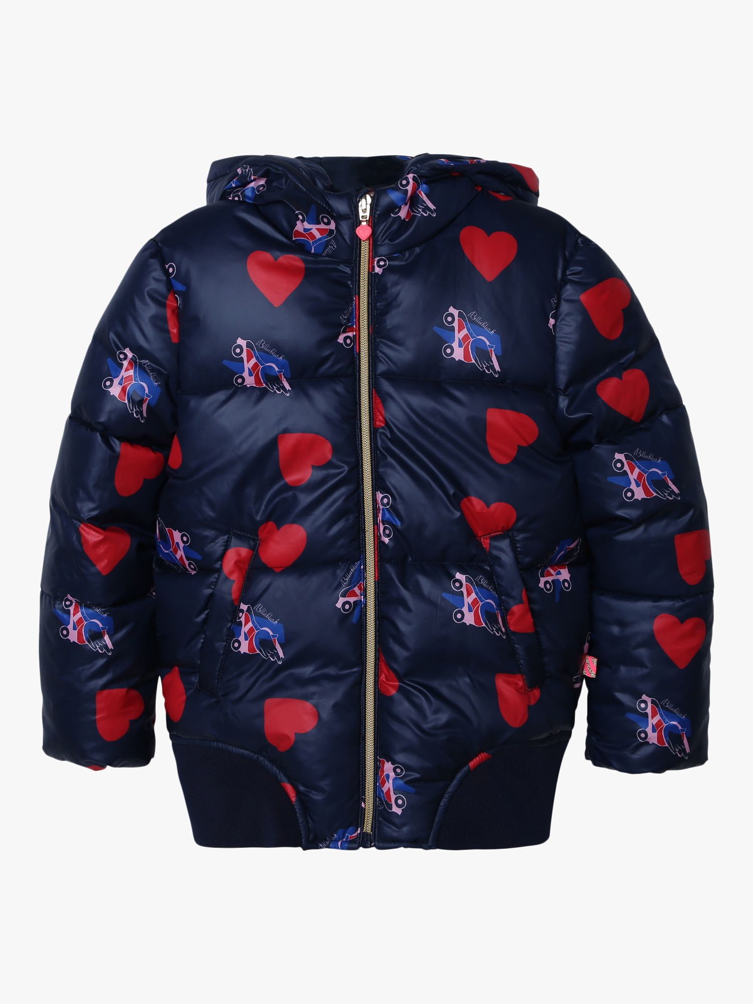 Image of Billieblush Girls Heart and Rollerblade Print Hooded Puffer Jacket Unique