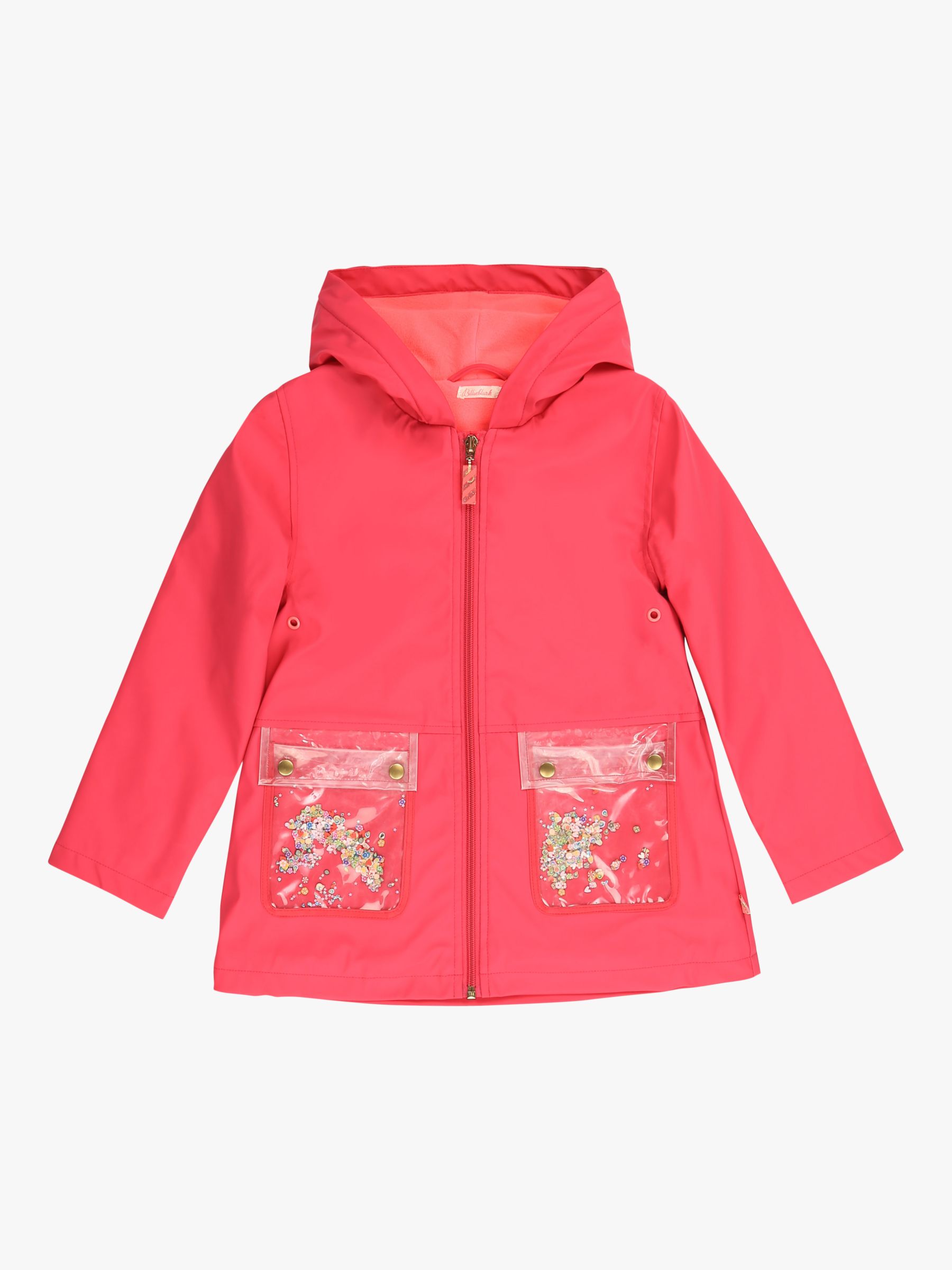 Image of Billieblush Girls Sequin Pocket Hooded Raincoat Pink