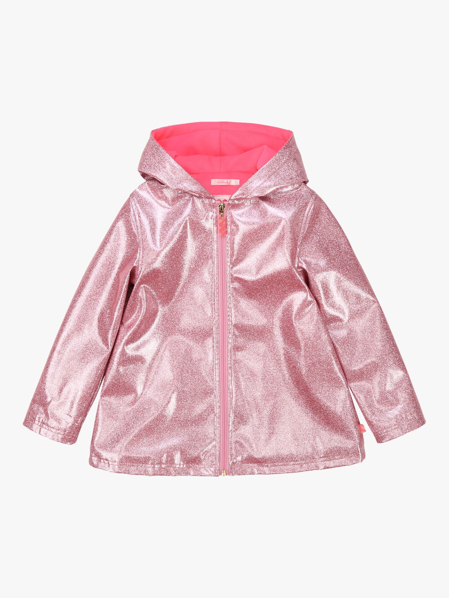 Image of Billieblush Girls Sparkly Hooded Raincoat Pink