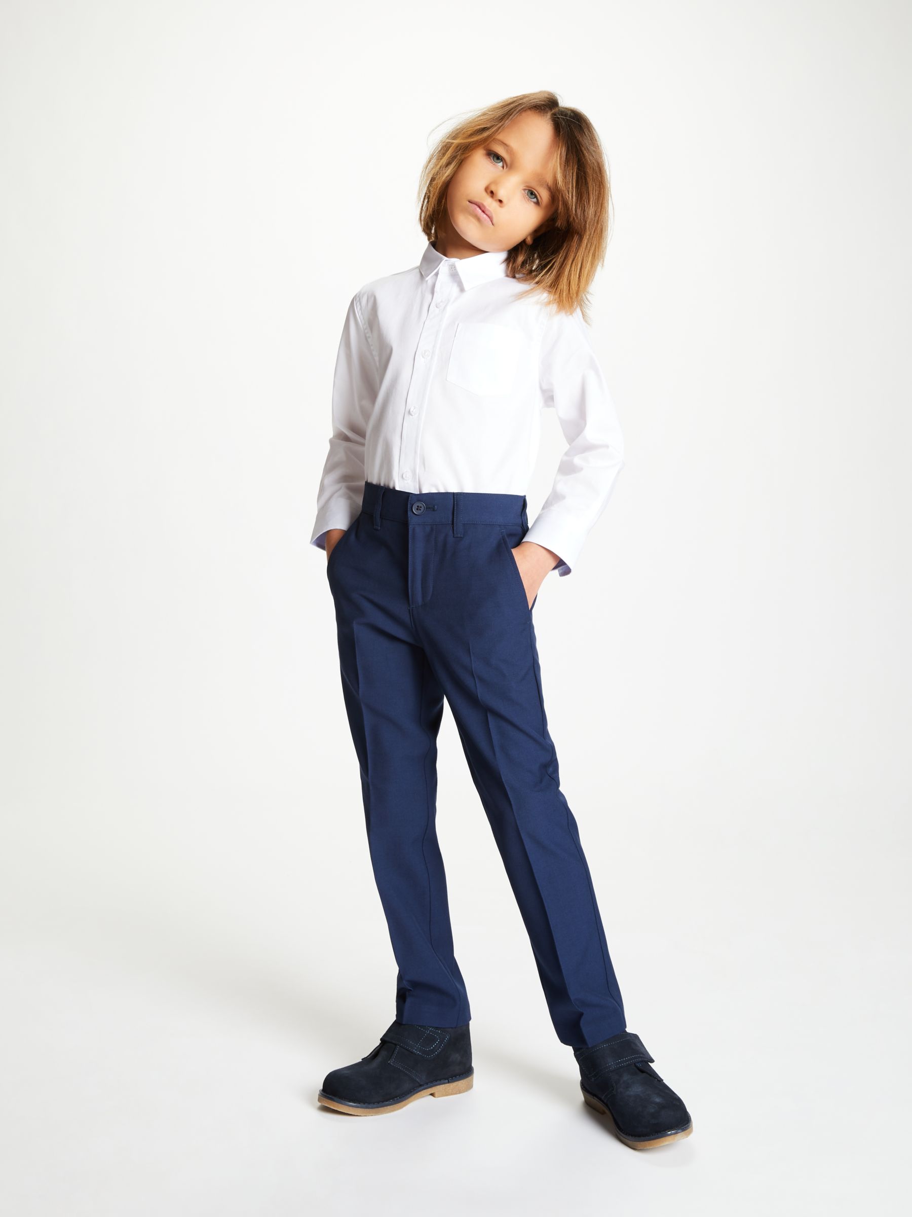 Image of John Lewis and Partners Heirloom Collection Boys Plain Textured Herringbone Shirt White