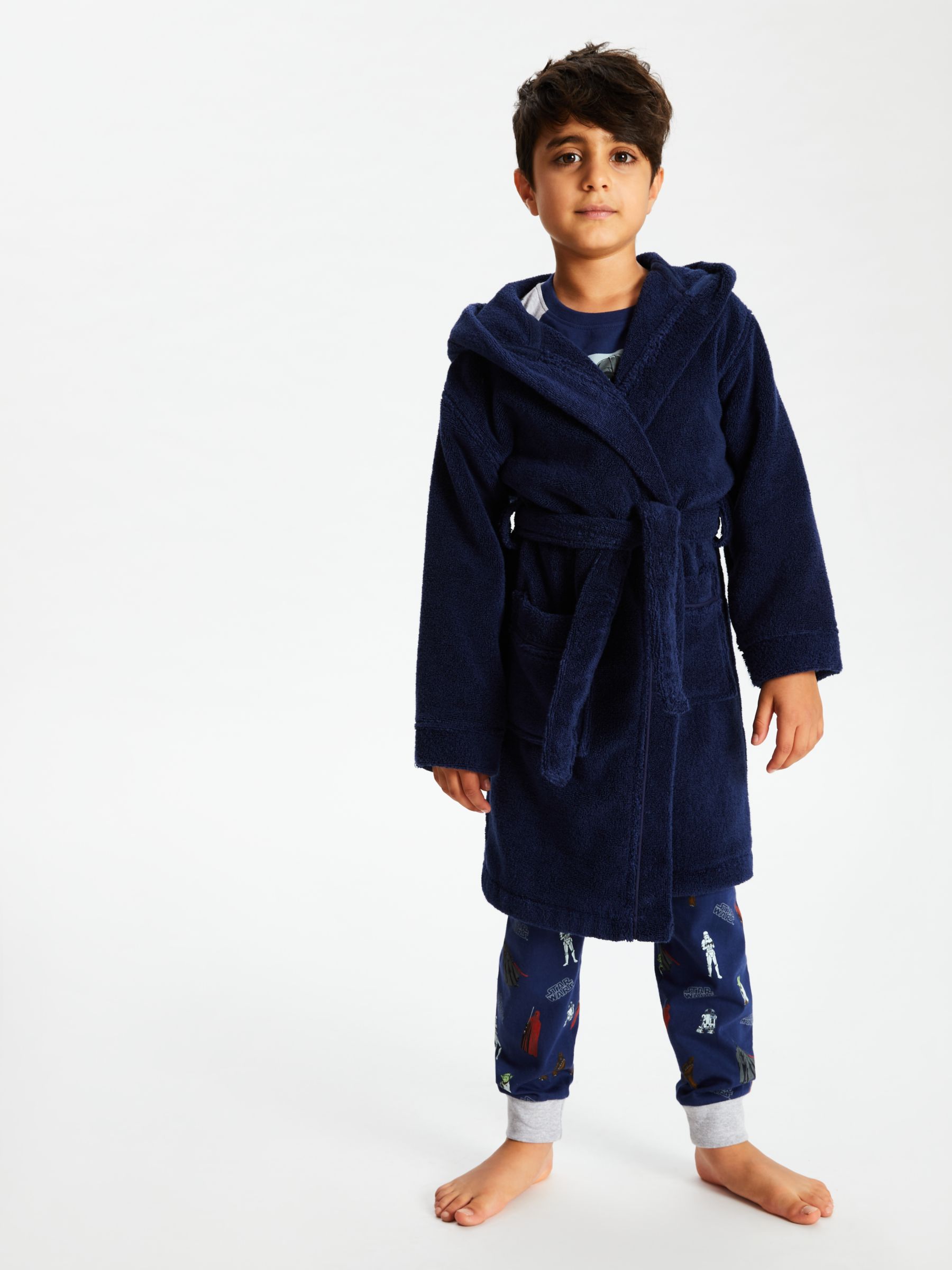 Image of John Lewis and Partners Towelling Dressing Gown Navy