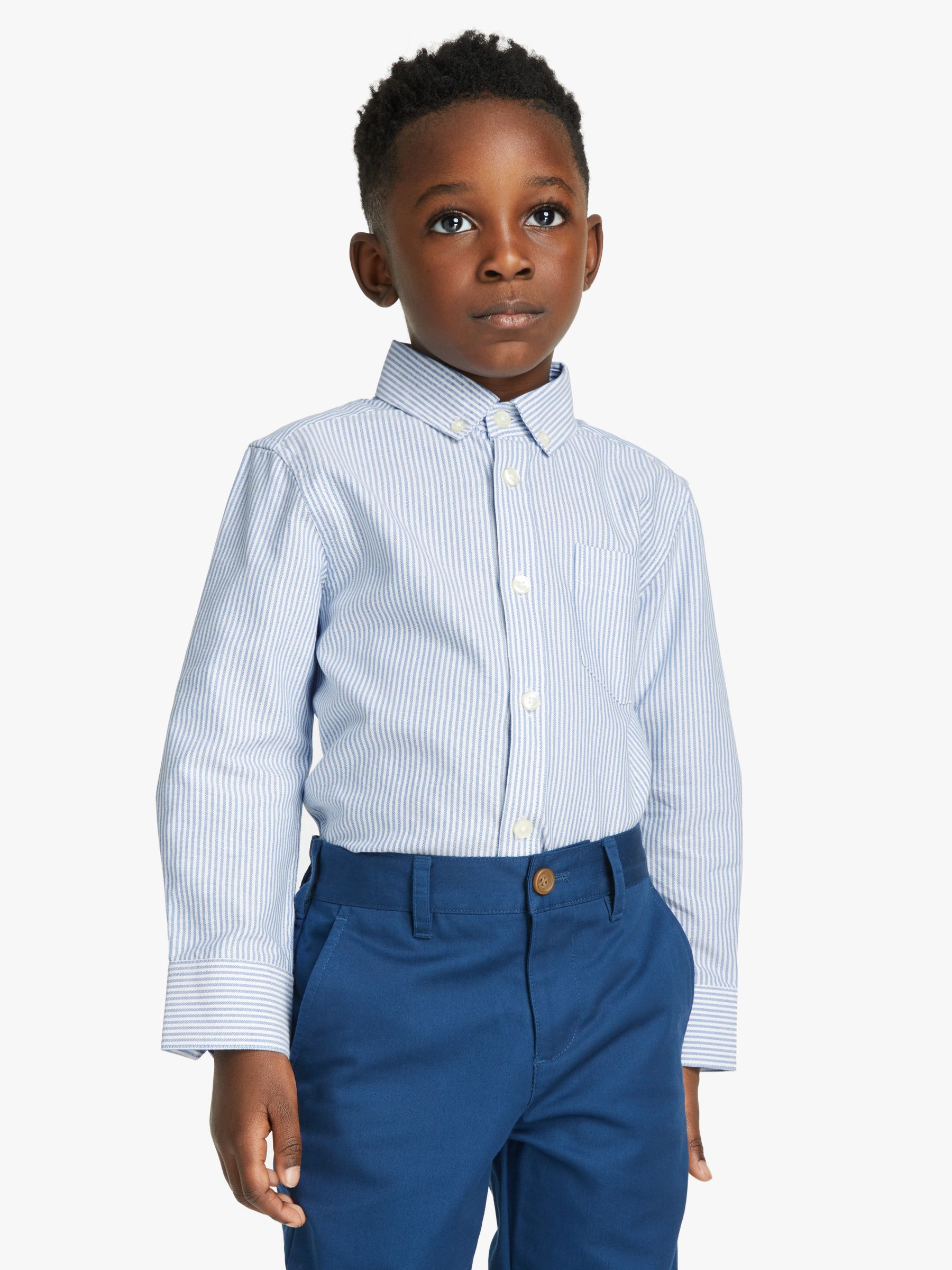 Image of John Lewis and Partners Heirloom Collection Boys Stripe Oxford Shirt Blue
