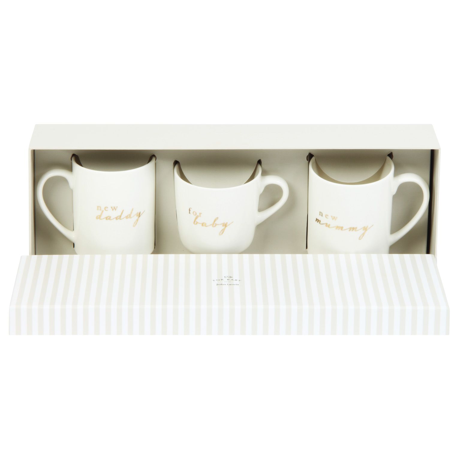 Image of John Lewis and Partners Baby Mummy and Daddy Ceramic Mugs Set of 3 White