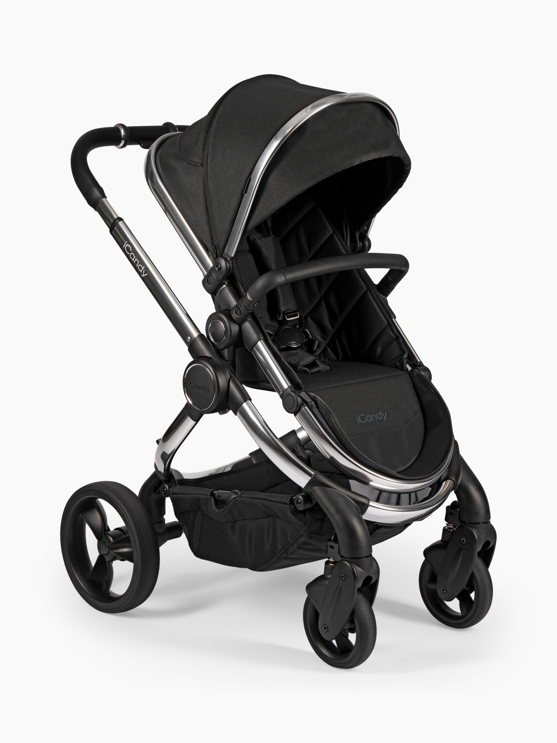 Image of iCandy Peach Chrome Pushchair and Carrycot Black Twill