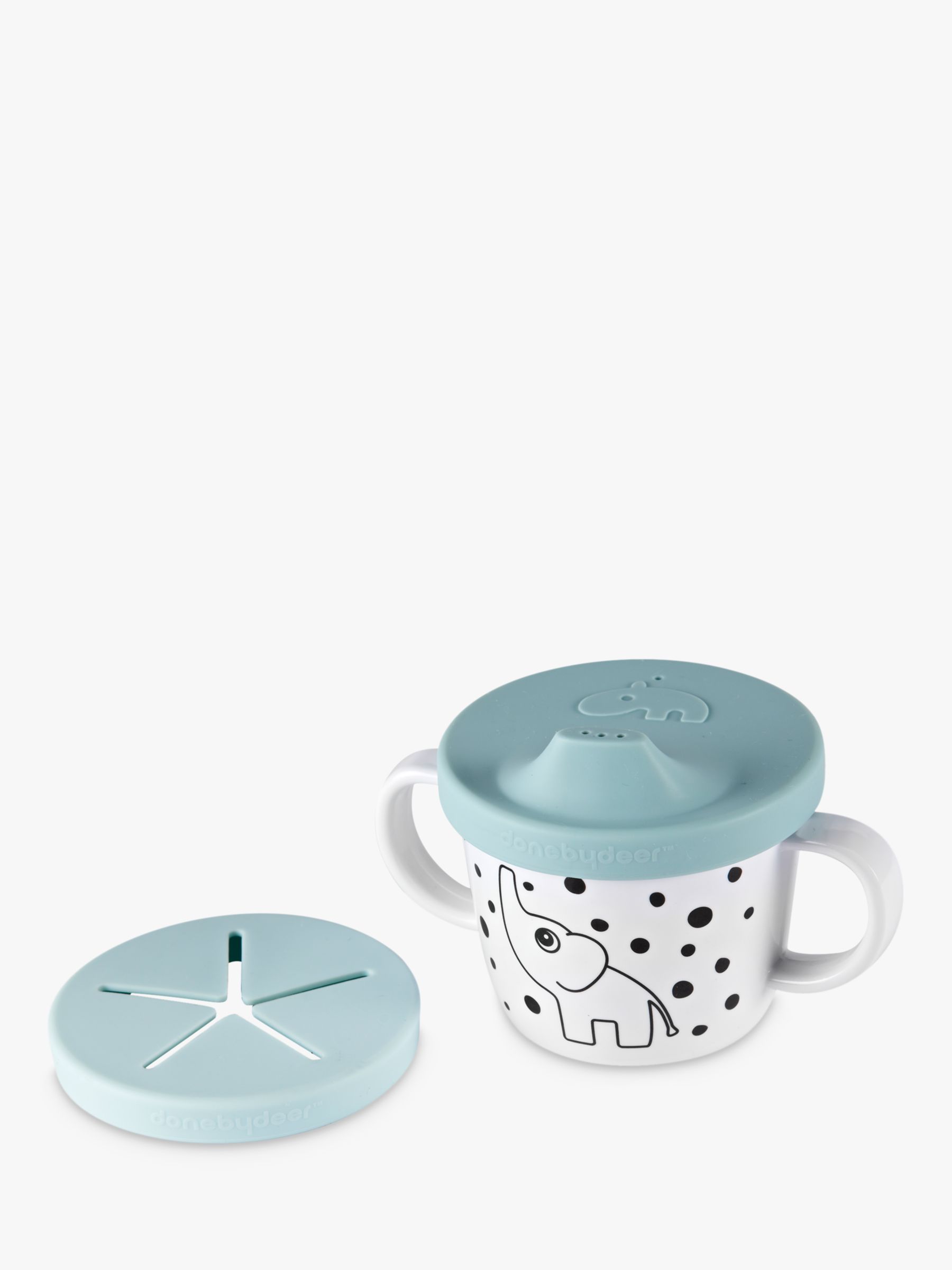 Image of Done by Deer Silicone Sippy Cup with Snack Lid Light Blue
