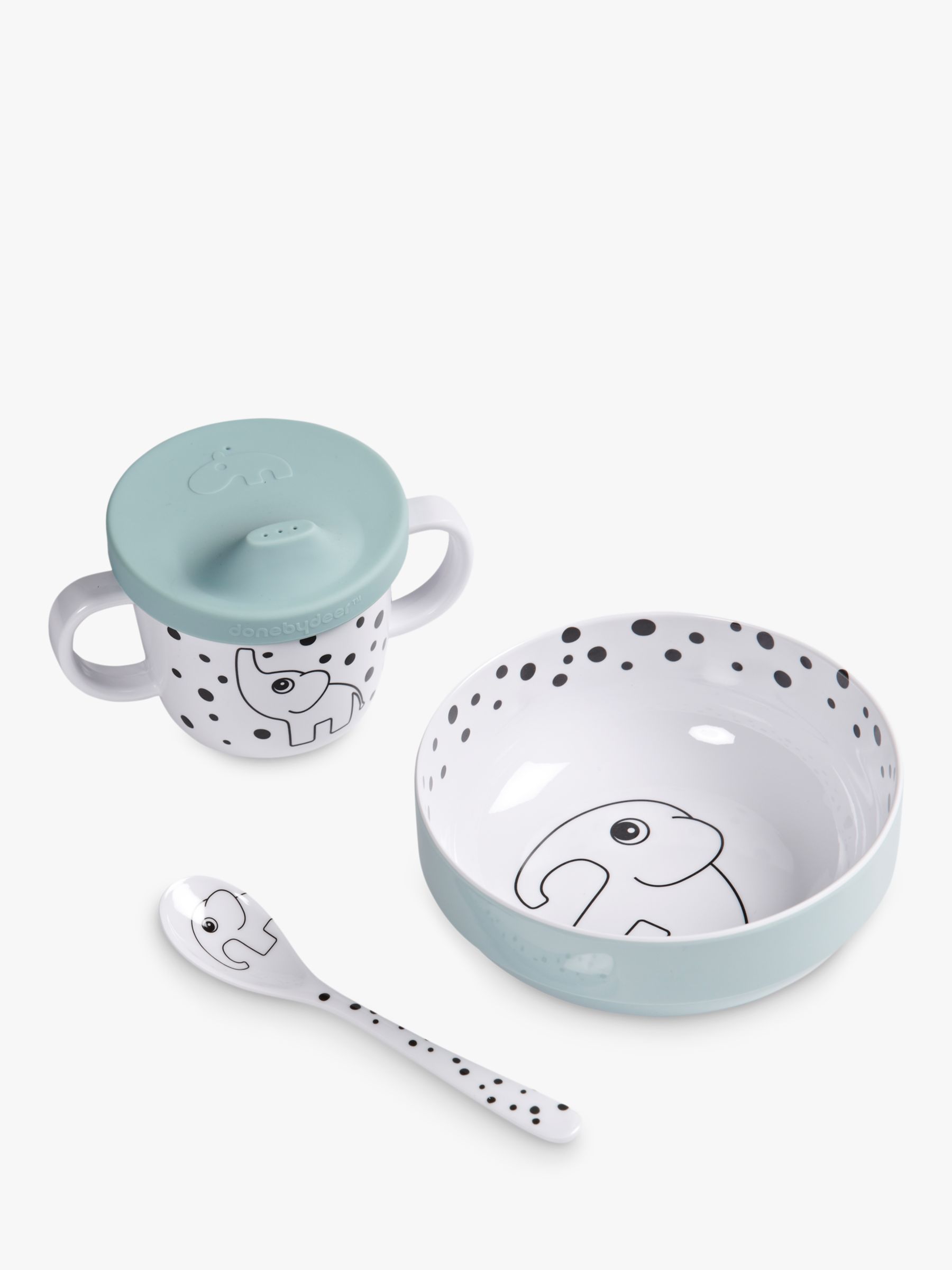 Image of Done by Deer First Meal Sippy Cup Bowl and Spoon Set Light Blue