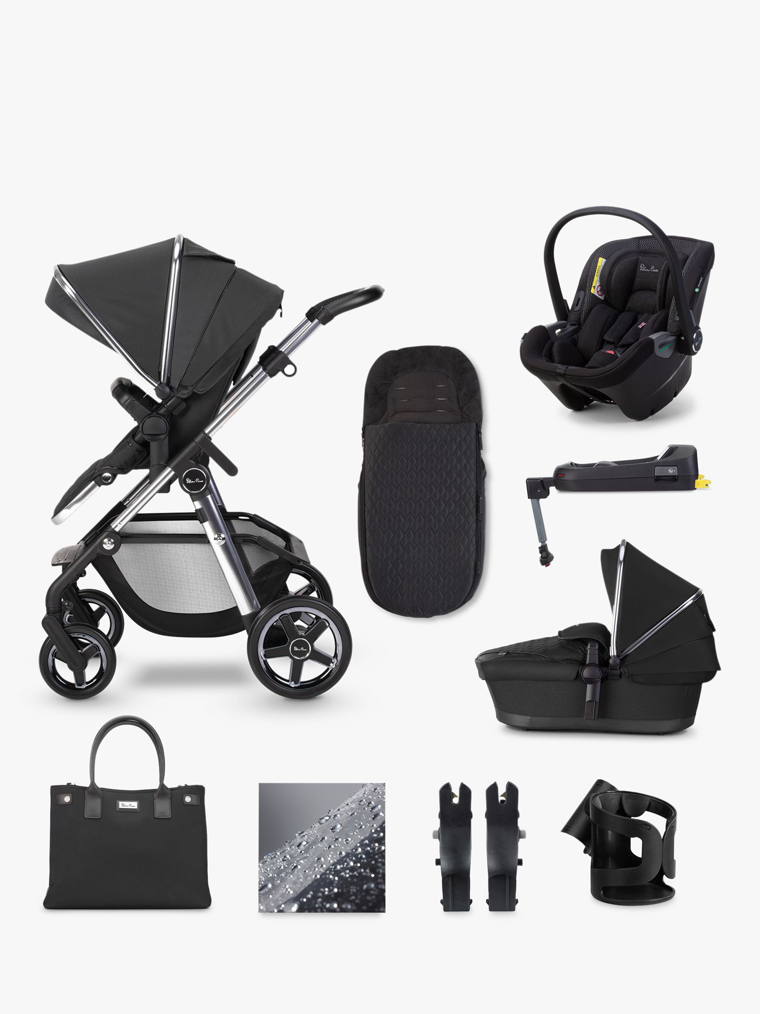 Image of Silver Cross Pioneer 2020 Dream Car Seat and iSize Base 12 Piece Pushchair Bundle Pepper