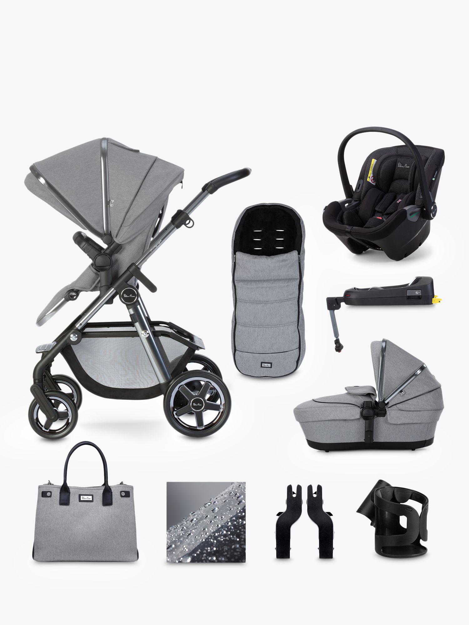 Image of Silver Cross Pacific Dream and iSize Base 11 Piece Pushchair Bundle Rock