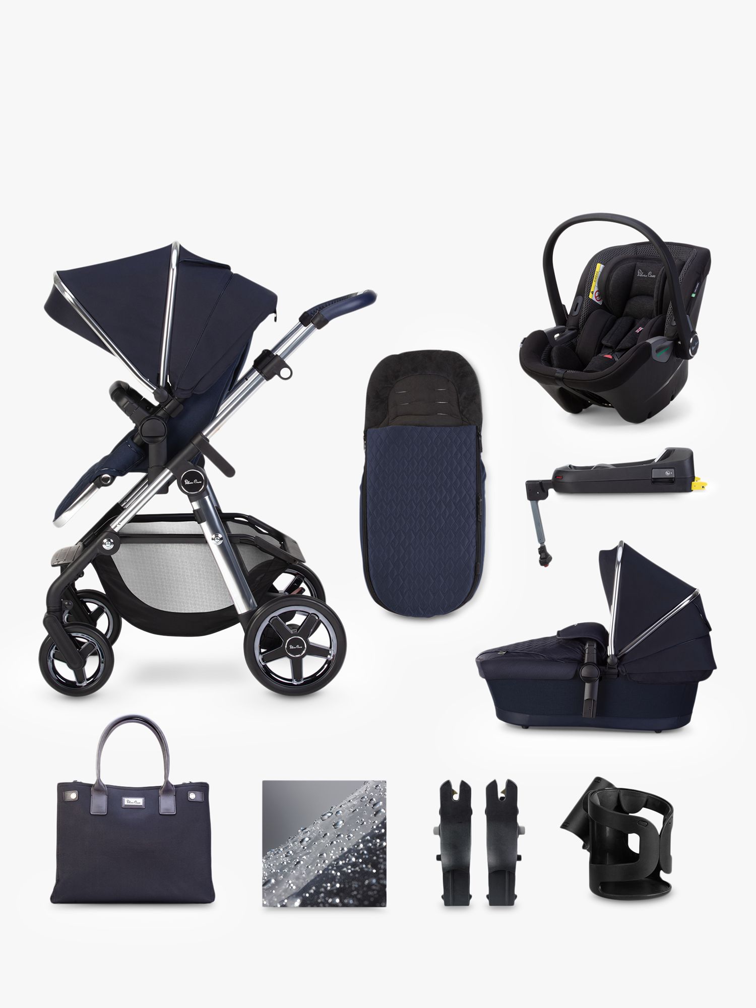 Image of Silver Cross Pioneer 2020 Dream Car Seat and iSize Base 12 Piece Bundle Sapphire